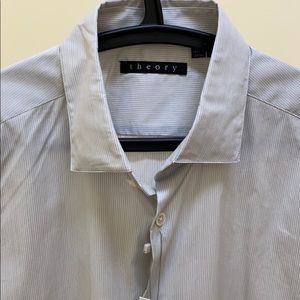 Theory Men’s Gray and White Long Sleeve Shirt